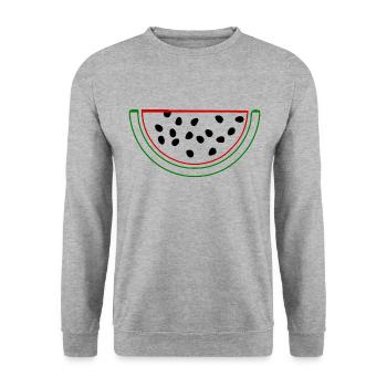 Wassermelone Melone - Unisex Pullover - Weißgrau meliert - Vorne - Alina (178cm) & Michal (187cm)