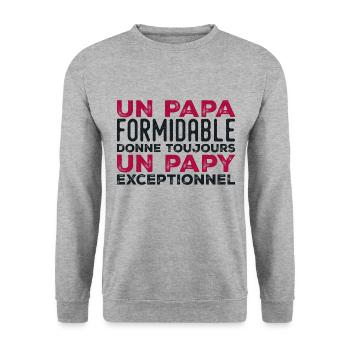 Terrific Dad Always Gives Grandpa Exceptional - Unisex Sweatshirt - salt & pepper - Front - Alina (178cm) & Michal (187cm)