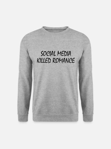 social media killed romance - Unisex sweater - hvidgrå meleret