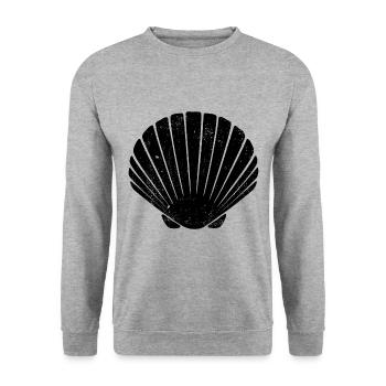 Scallop Camino - Camino de Santiago - Pilgrimage - Unisex Sweatshirt - salt & pepper - Front - Alina (178cm) & Michal (187cm)