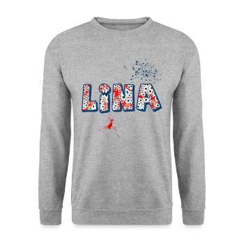 lina e 260 - Unisex Pullover - Weißgrau meliert - Vorne - Alina (178cm) & Michal (187cm)