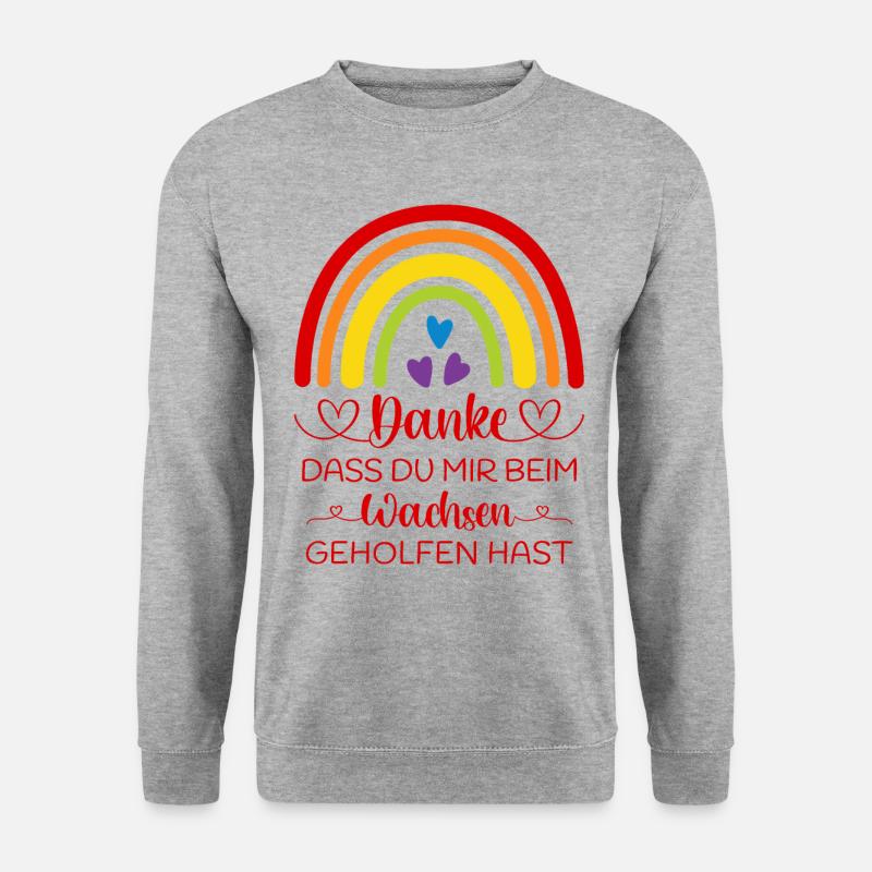 Boho Regenbogen bunt Danke sagen Kita Kindergarten - Unisex Pullover - Weißgrau meliert