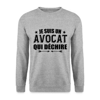 Je Suis Un Avocat Qui Déchire - Humour Avocat - Sweat-shirt Unisexe - gris chiné - Devant - Alina (178cm) & Michal (187cm)