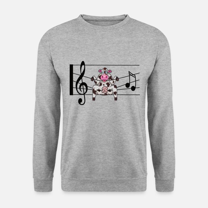 Musik Liebe Kuh im Glück in Noten - Unisex Pullover - Weißgrau meliert