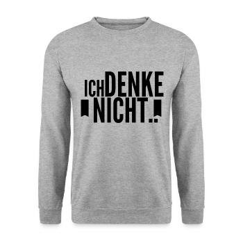 Ich denke nicht! Lustiger Spruch - Unisex Pullover - Weißgrau meliert - Vorne - Alina (178cm) & Michal (187cm)