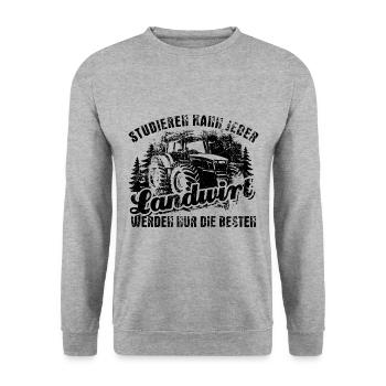 Studieren kann Jeder Landwirt werden die Besten - Unisex Pullover - Weißgrau meliert - Vorne - Alina (178cm) & Michal (187cm)