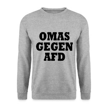 Omas gegen afd - Unisex Pullover - Weißgrau meliert - Vorne - Alina (178cm) & Michal (187cm)