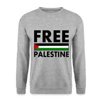 Free palestine - Unisex Pullover - Weißgrau meliert - Vorne - Alina (178cm) & Michal (187cm)
