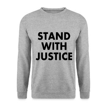 Stand with justice - Sweat-shirt Unisexe - gris chiné - Devant - Alina (178cm) & Michal (187cm)