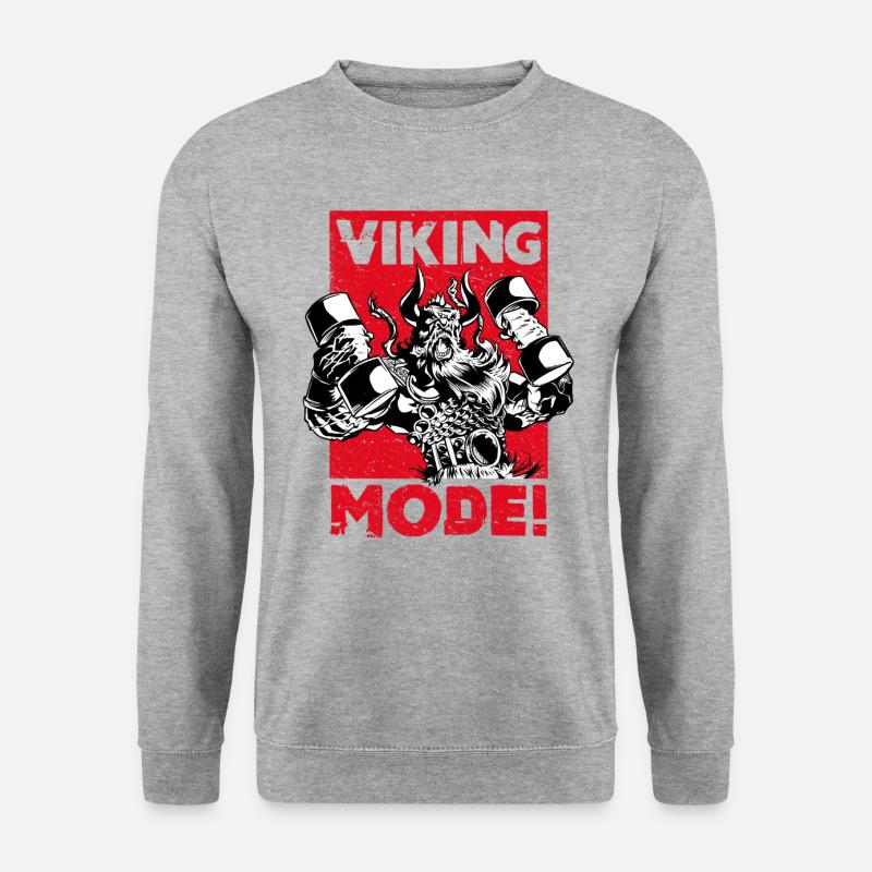 VIKING MODE! Muscle and Strength - Fitness Design - Unisex Pullover - Weißgrau meliert