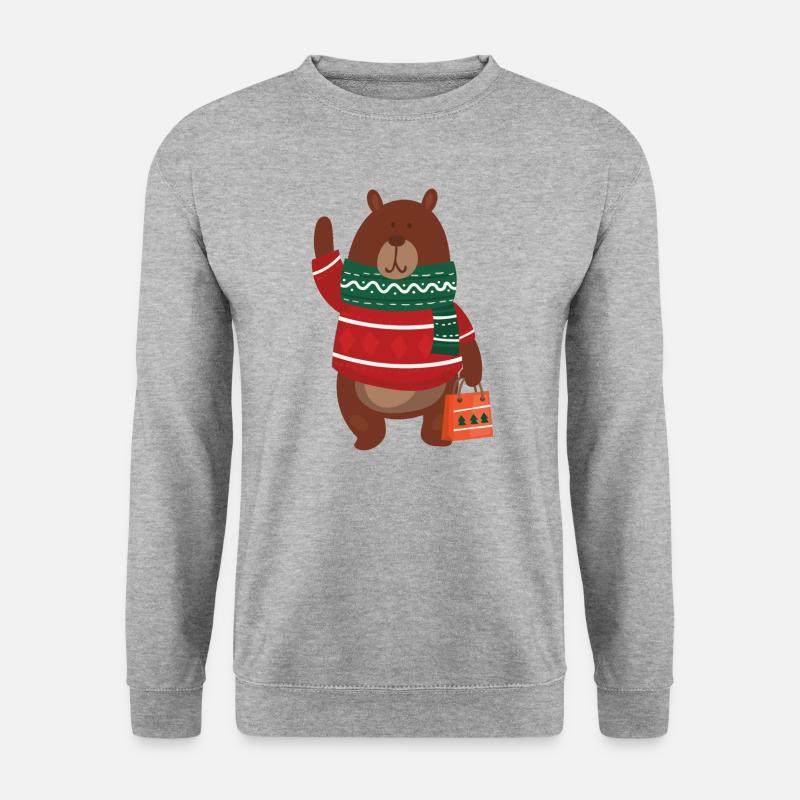 Weihnachts Baer - Unisex Pullover - Weißgrau meliert