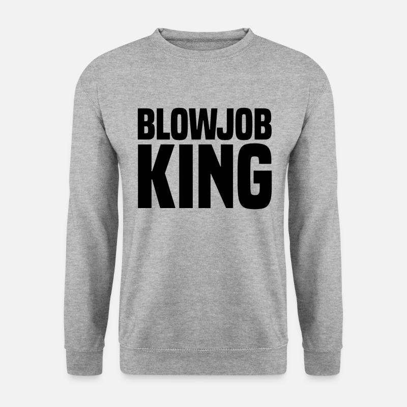 Blowjob King black - Unisex Pullover - Weißgrau meliert