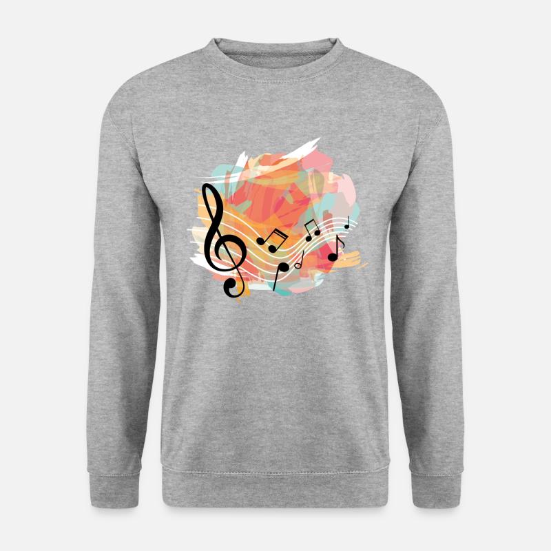 Musik Music Noten bunt black - Unisex Pullover - Weißgrau meliert