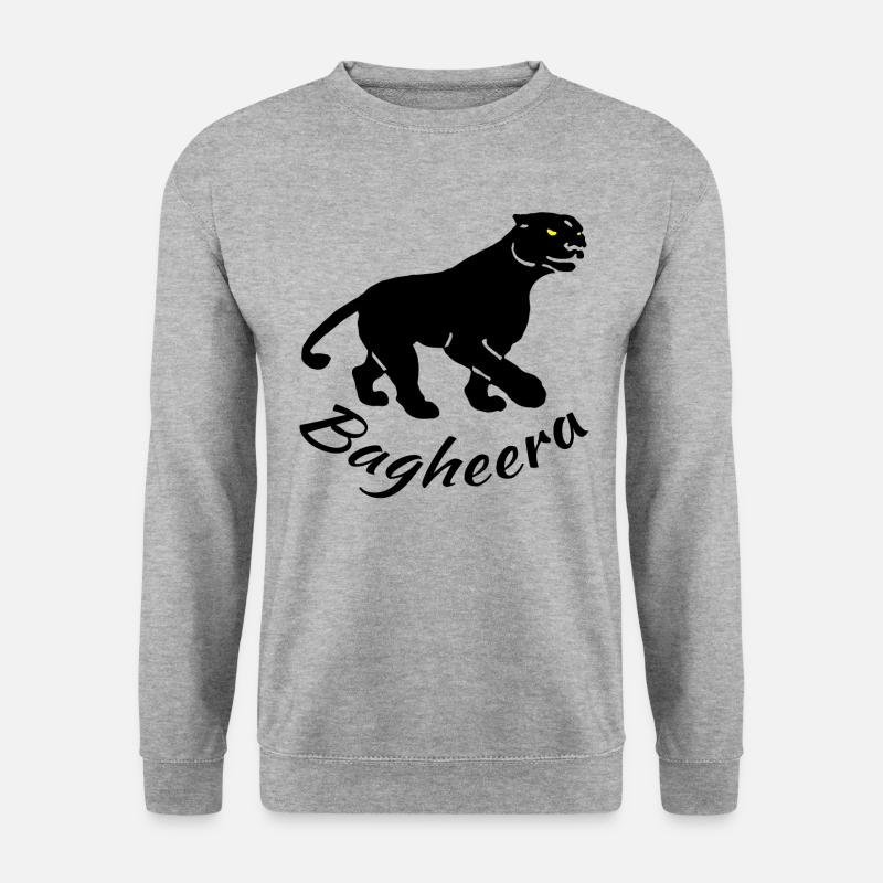 Schwarzes Panther-T-Shirt Bagheera - Unisex Pullover - Weißgrau meliert