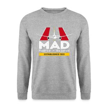 MAD Madrid Airport Espagne - Conception d’avion - Sweat-shirt Unisexe - gris chiné - Devant - Alina (178cm) & Michal (187cm)