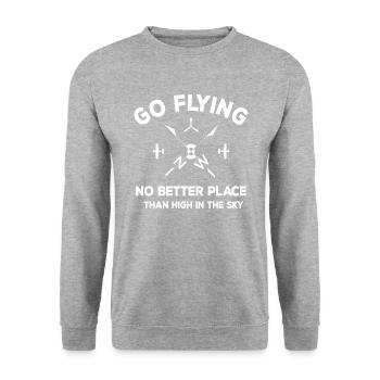 Allez voler dans le ciel - Gift Pilot - Sweat-shirt Unisexe - gris chiné - Devant - Alina (178cm) & Michal (187cm)