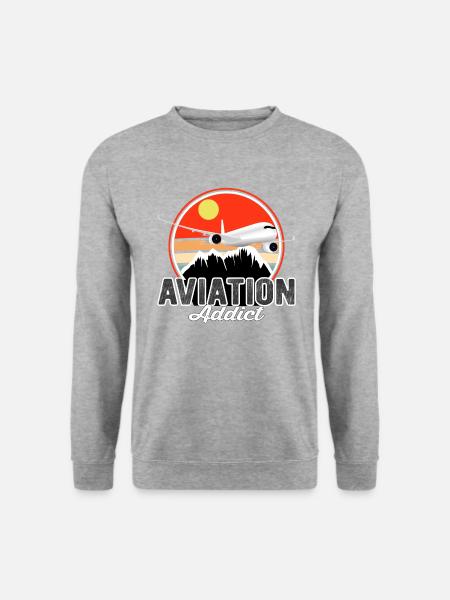 Aviation Addict A350 - Vintage Geschenk Pilot - Unisex Pullover - Weißgrau meliert