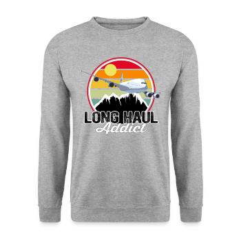 Long-distance trip Addict Sunset - Vintage Gift Pilot - Unisex Sweatshirt - salt & pepper - Front - Alina (178cm) & Michal (187cm)
