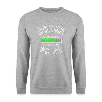 Pilote de drone en cours Veuillez patienter - Cadeau - Sweat-shirt Unisexe - gris chiné - Devant - Alina (178cm) & Michal (187cm)