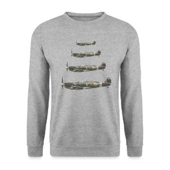 Pilote de chasse Spitfire - Pilote de cadeau rétro - Sweat-shirt Unisexe - gris chiné - Devant - Alina (178cm) & Michal (187cm)