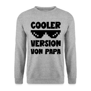 Cooler Version von Papa lustige Papa Sohn Sprüche - Unisex Pullover - Weißgrau meliert - Vorne - Alina (178cm) & Michal (187cm)