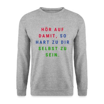 Hart zu Dir - Unisex Pullover - Weißgrau meliert - Vorne - Alina (178cm) & Michal (187cm)