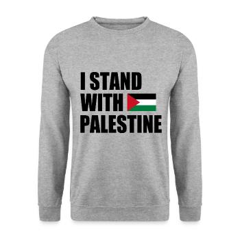 I stand with palestine - Unisex Sweatshirt - salt & pepper - Front - Alina (178cm) & Michal (187cm)