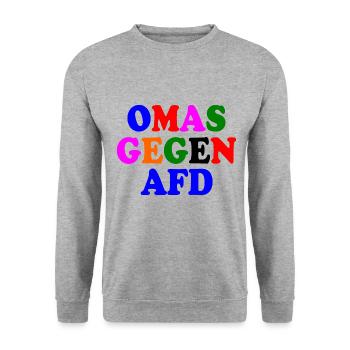 Omas gegen afd - Unisex Pullover - Weißgrau meliert - Vorne - Alina (178cm) & Michal (187cm)