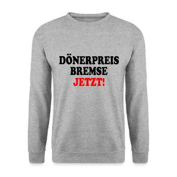 dönerpreisbremse jetzt - Unisex Pullover - Weißgrau meliert - Vorne - Alina (178cm) & Michal (187cm)