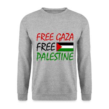 Free gaza Free palestine - Sweat-shirt Unisexe - gris chiné - Devant - Alina (178cm) & Michal (187cm)