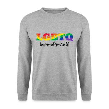 LGBTQ Stolz Sei stolz auf dich - Unisex Pullover - Weißgrau meliert - Vorne - Alina (178cm) & Michal (187cm)
