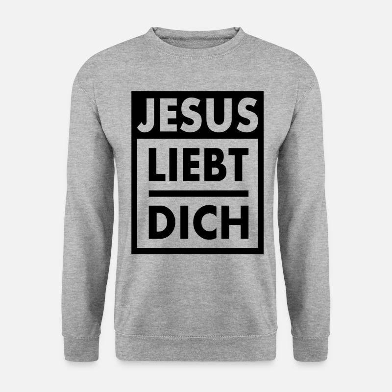 Jesus - Jesus Christus - Gott - Jesus Liebt Dich - Unisex Pullover - Weißgrau meliert