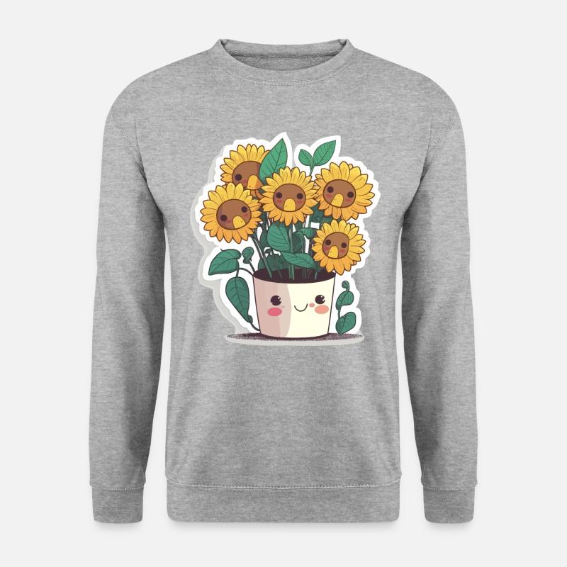 Sonnenblumen-Symphonie - Unisex Pullover - Weißgrau meliert