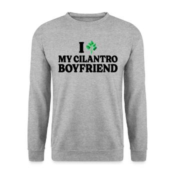 Humor loves cilantro I love cilantro - Unisex Sweatshirt - salt & pepper - Front - Alina (178cm) & Michal (187cm)