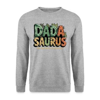 Dinosaur Dad Saurus Gift Dad - Unisex Sweatshirt - salt & pepper - Front - Alina (178cm) & Michal (187cm)