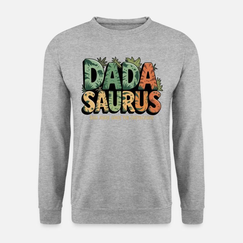 Dinosaurier Papa Saurus Geschenk Papa - Unisex Pullover - Weißgrau meliert