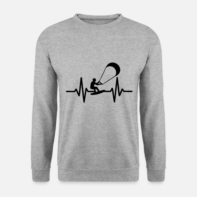 Kitesurf Herzschlag - Unisex Pullover - Weißgrau meliert