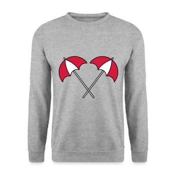Sonnenschirm Muster Sommer - Unisex Pullover - Weißgrau meliert - Vorne - Alina (178cm) & Michal (187cm)