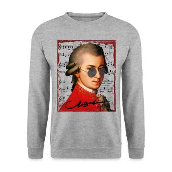 Wolfgang Amadeus Mozart - Unisex Sweatshirt - salt & pepper - Front - Alina (178cm) & Michal (187cm)