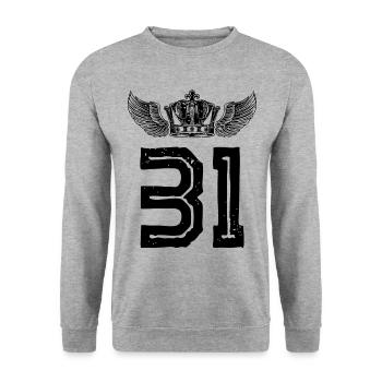 31 Couronne numérique - Sweat-shirt Unisexe - gris chiné - Devant - Alina (178cm) & Michal (187cm)
