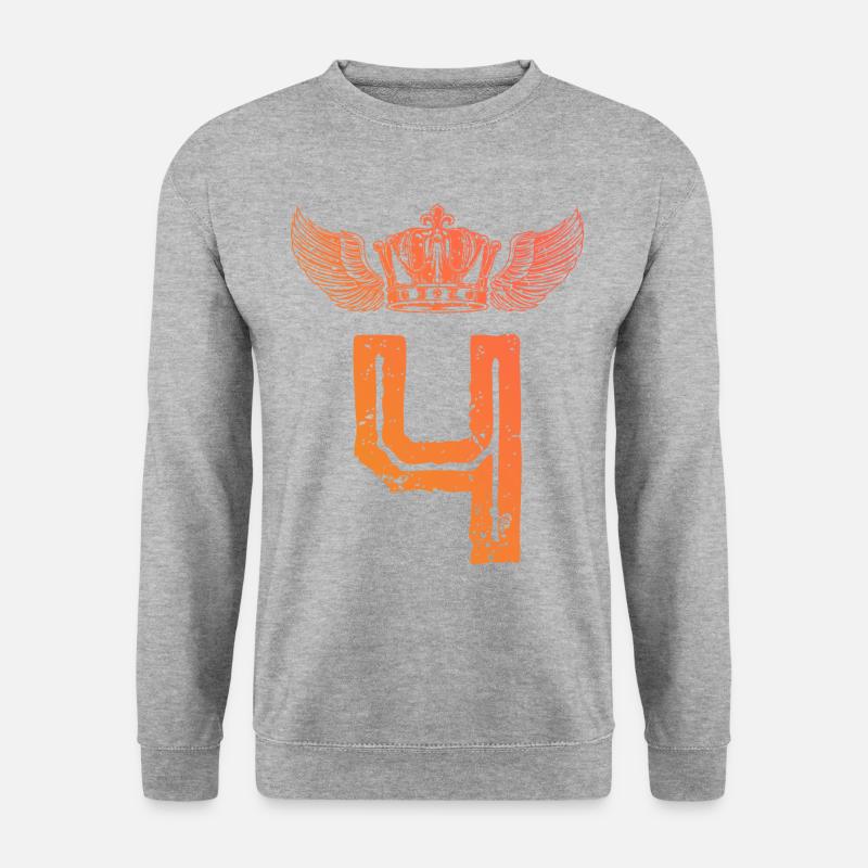 4 Zahl Krone - Unisex Pullover - Weißgrau meliert