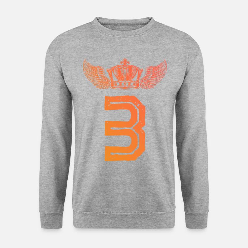 3 Zahl Krone - Unisex Pullover - Weißgrau meliert