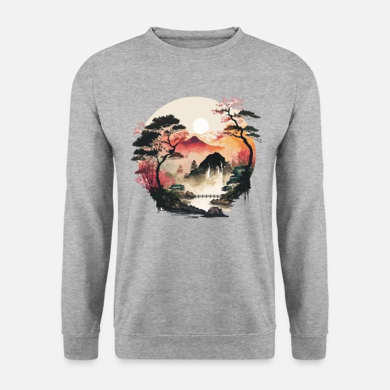Yoga-Landschaft - Unisex Pullover - Weißgrau meliert
