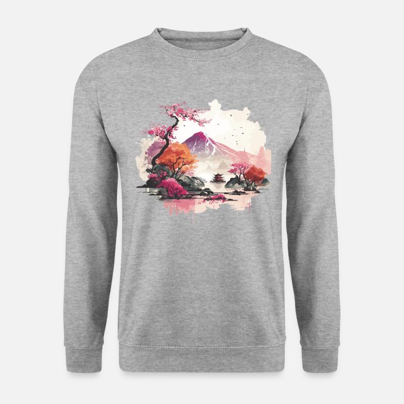 Holzschnitt - Unisex Pullover - Weißgrau meliert