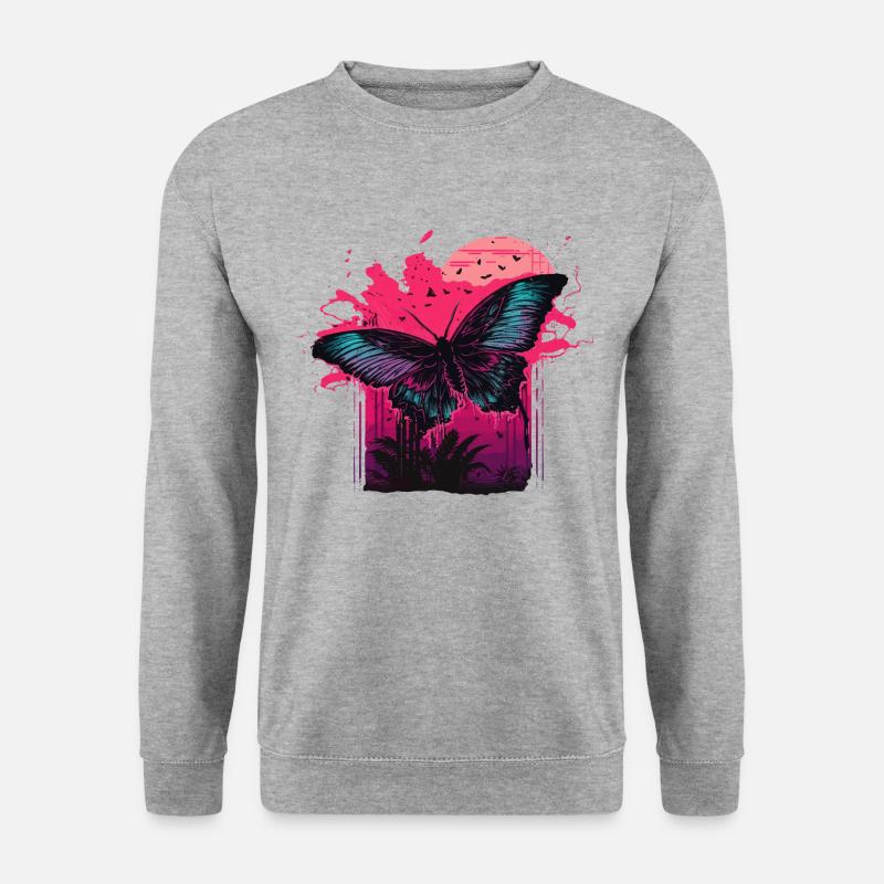 Schmetterling in Darkhour - Unisex Pullover - Weißgrau meliert