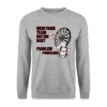 DART AND BEER Hobby Dart Player Gift - Unisex Sweatshirt - salt & pepper - Front - Alina (178cm) & Michal (187cm)