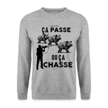 Chasse cadeau citation humour drole - Sweat-shirt Unisexe - gris chiné - Devant - Alina (178cm) & Michal (187cm)
