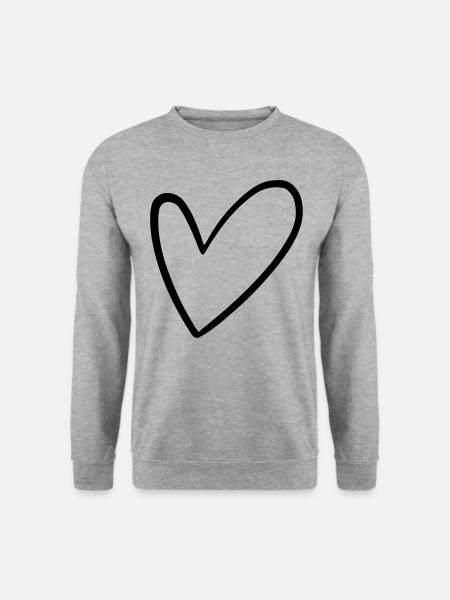 Herz - Unisex Pullover - Weißgrau meliert