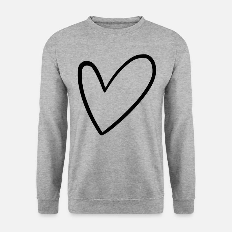 Herz - Unisex Pullover - Weißgrau meliert