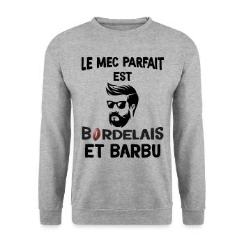 Le Mec Parfait Est Bordelais Et Barbu - Sweat-shirt Unisexe - gris chiné - Devant - Alina (178cm) & Michal (187cm)
